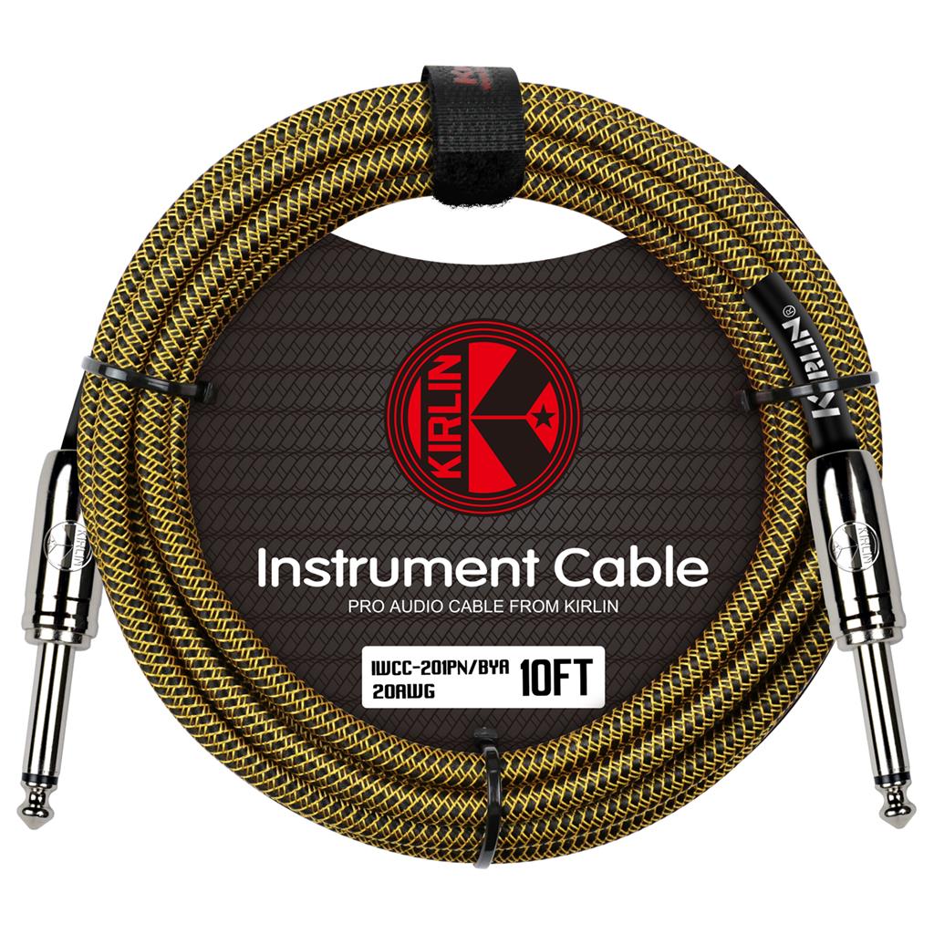 Kirlin Straight 10ft Guitar Cable ~ Black and Yellow