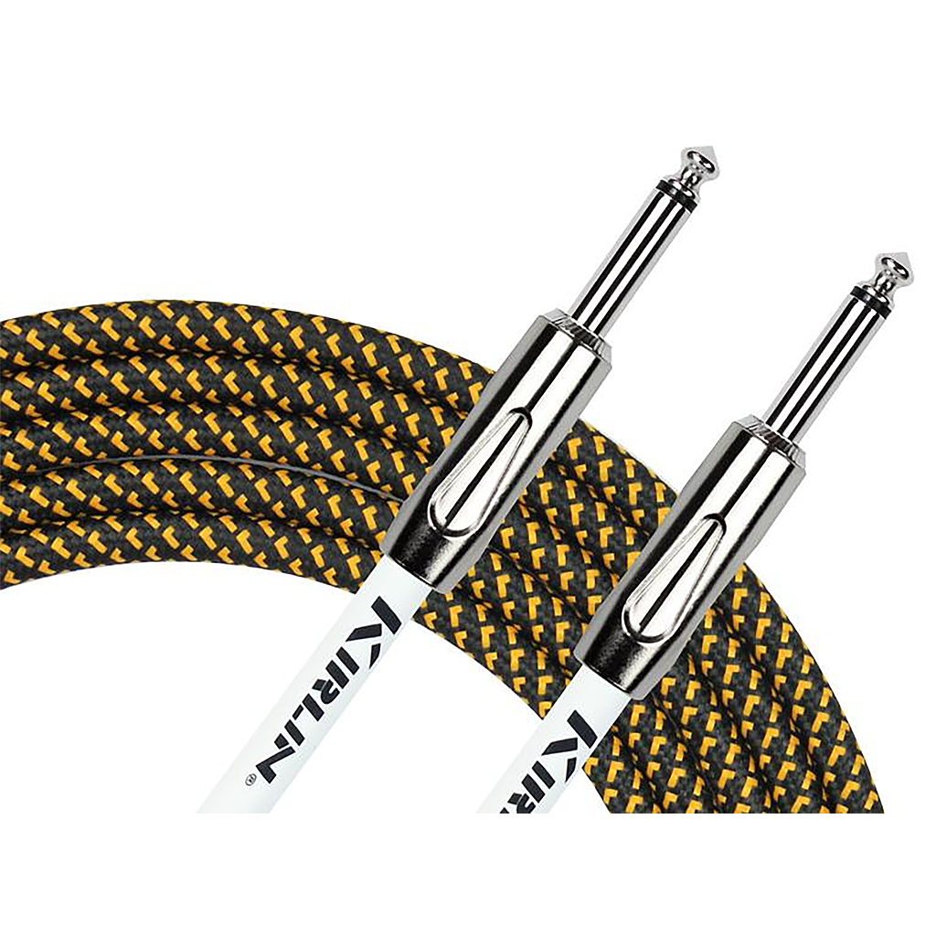 Kirlin Straight to Angled 20ft Guitar Cable ~ Black and Yellow