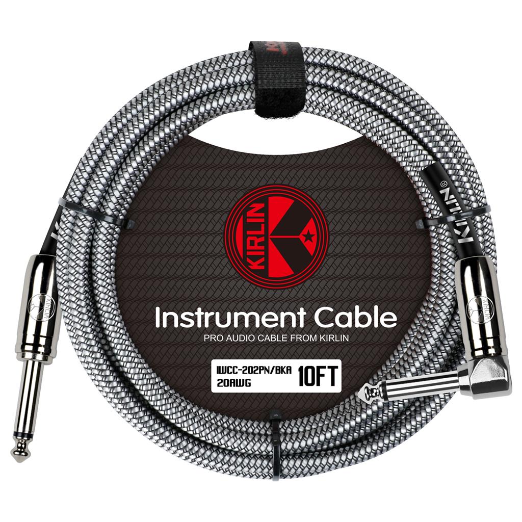 Kirlin Straight to Angled 10ft Guitar Cable ~ Silver
